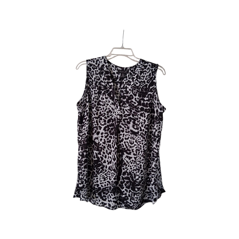 Sleeveless Black & White Animal Print Sleeveless Blouse